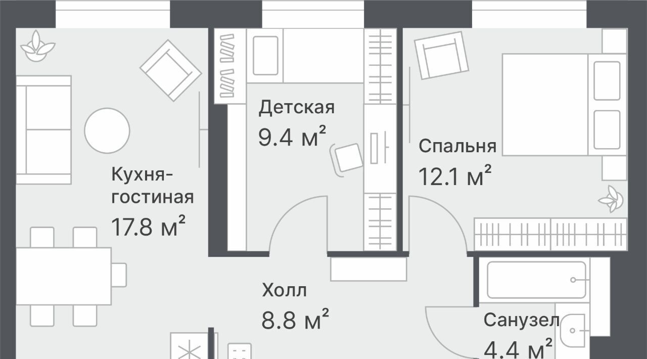 квартира г Тюмень р-н Калининский ул Кремлевская 95 фото 1