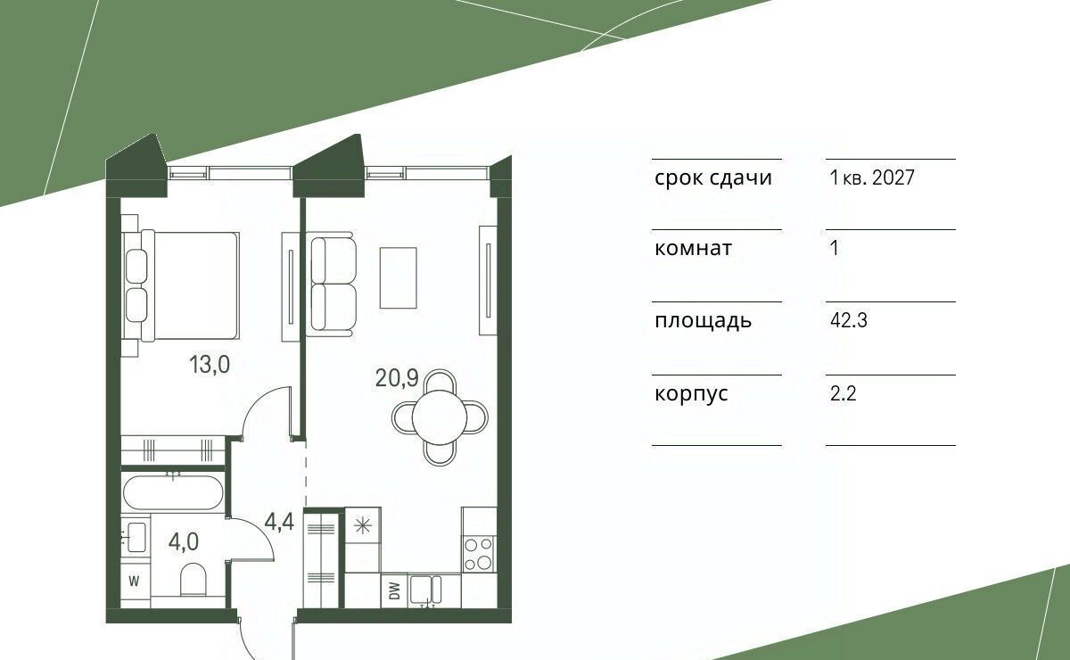 квартира г Москва метро Стрешнево ЖК «Moments» Моментс жилой комплекс, к 2. 3 фото 1