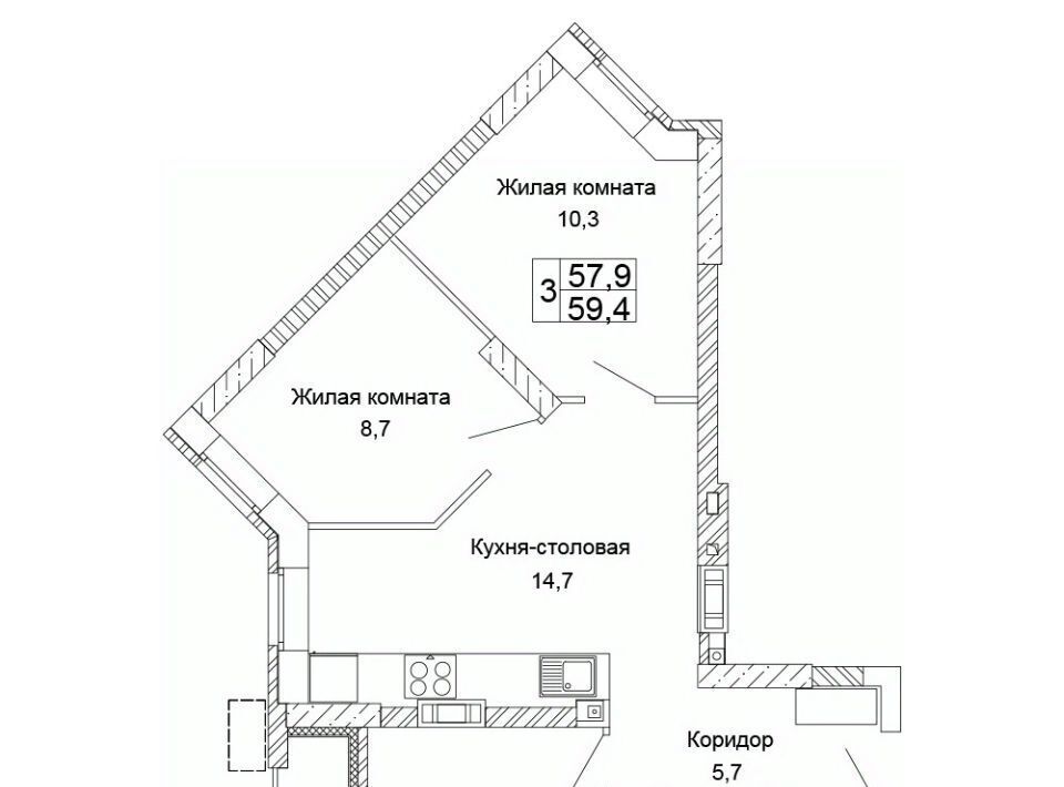 квартира г Волгоград р-н Кировский ЖК «Колизей» фото 1