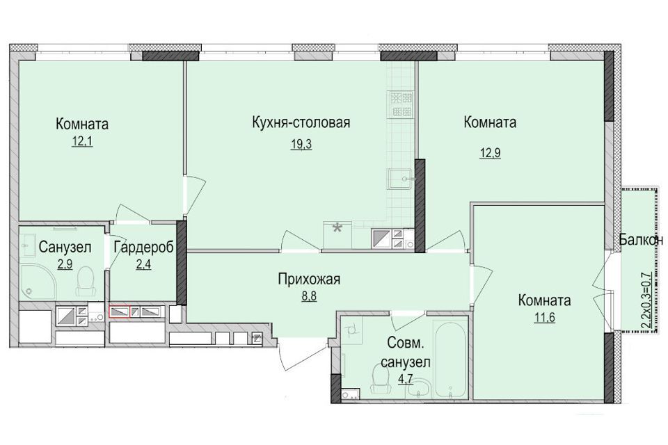 квартира г Ижевск р-н Индустриальный пер Индустриальный 35а Ижевск городской округ фото 1