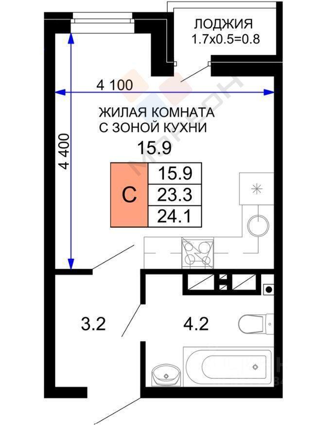 квартира г Краснодар ул им. лётчика Позднякова 2/19 ЖК «Дыхание» фото 23