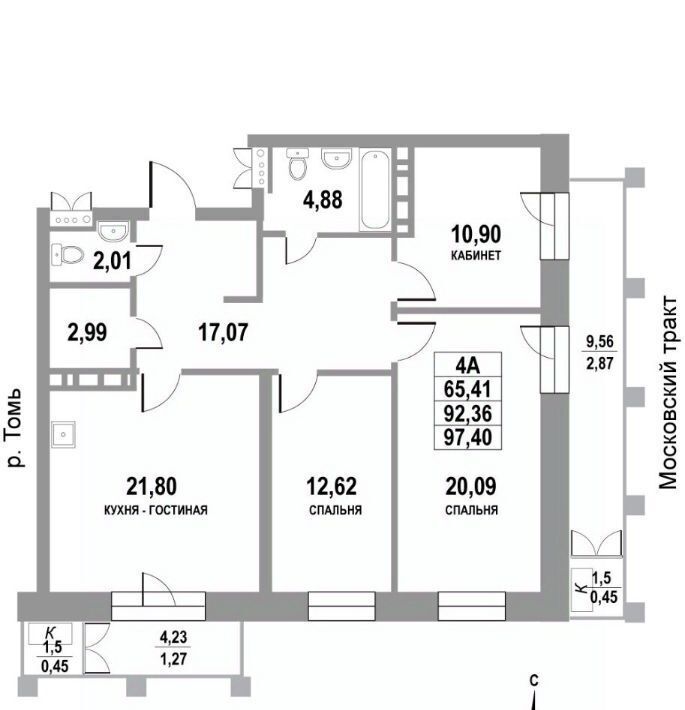 квартира г Томск р-н Кировский тракт Московский 109бк/3 фото 1