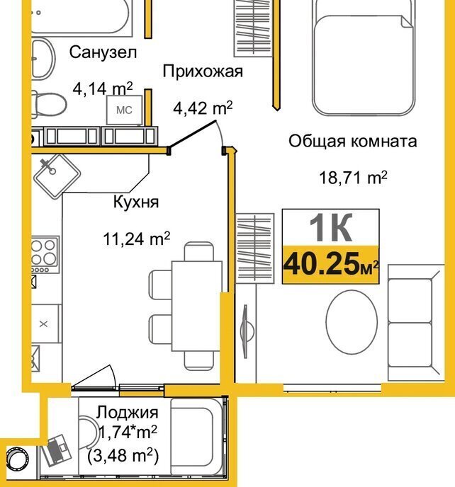 квартира г Симферополь р-н Центральный микрорайон «Город Мира» фото 1