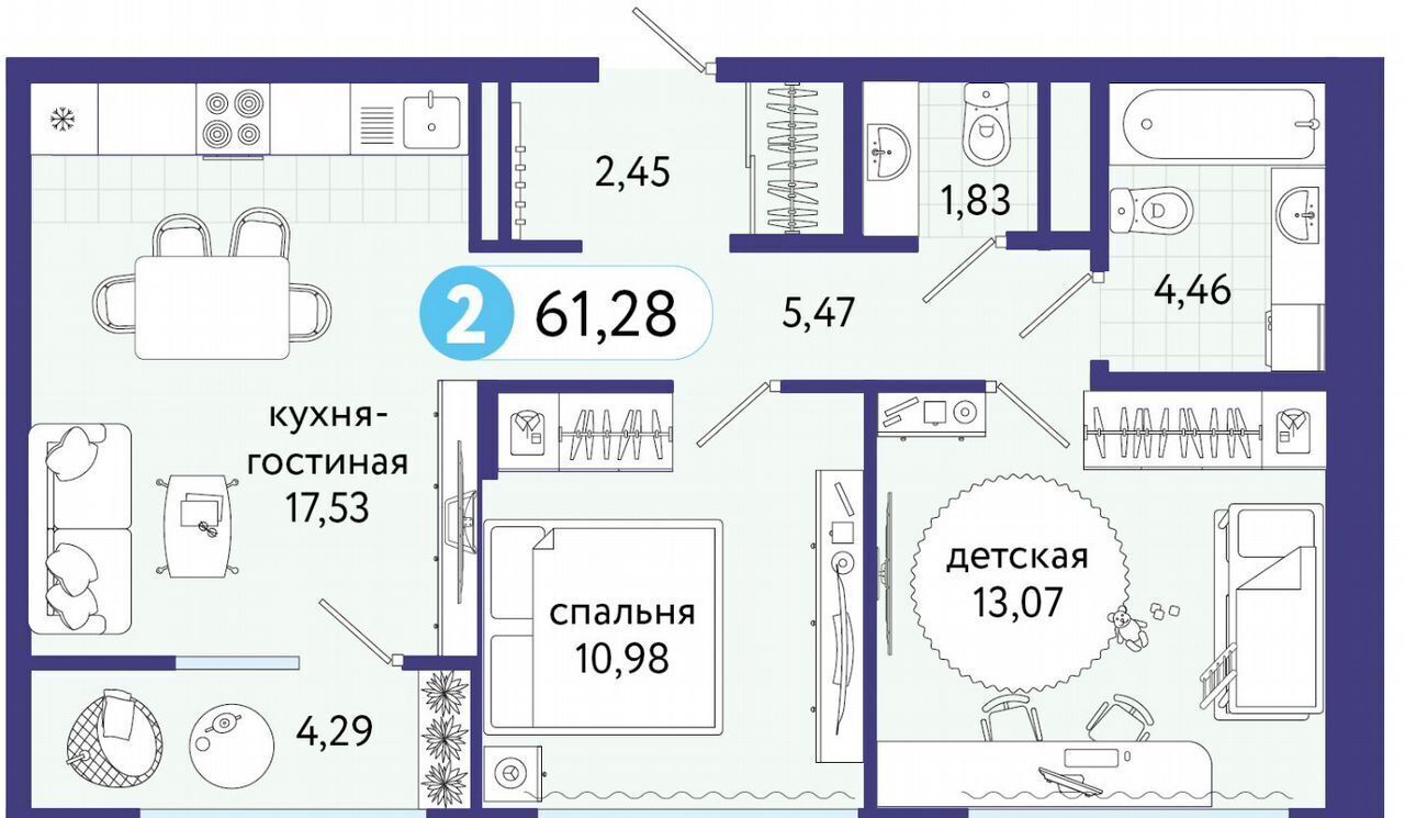 квартира г Тюмень ул. Сергея Джанбровского, д. 17 фото 2