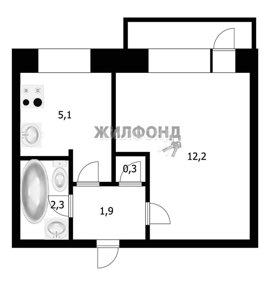 квартира г Новосибирск р-н Дзержинский ул Доватора 19/2 Золотая нива фото 10