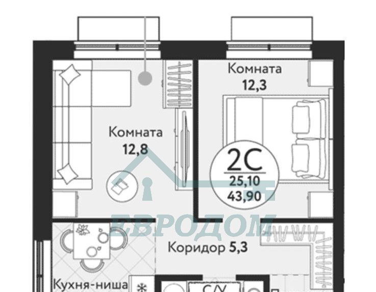 квартира г Новосибирск р-н Первомайский Речной вокзал ул Радиостанция N2 1 фото 1