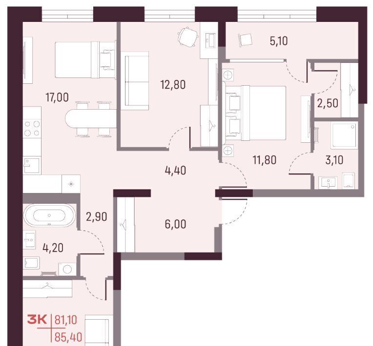 квартира г Екатеринбург Чкаловская 22-й кв-л, Академический мкр фото 2