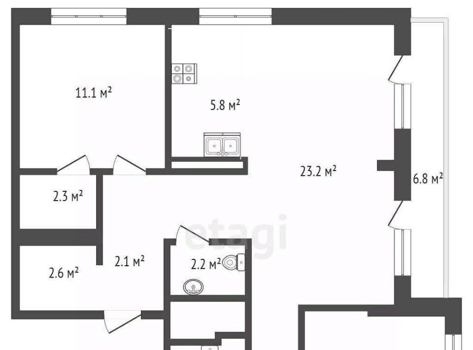 квартира г Тюмень р-н Калининский ул Молодогвардейцев 5к/1 фото 3