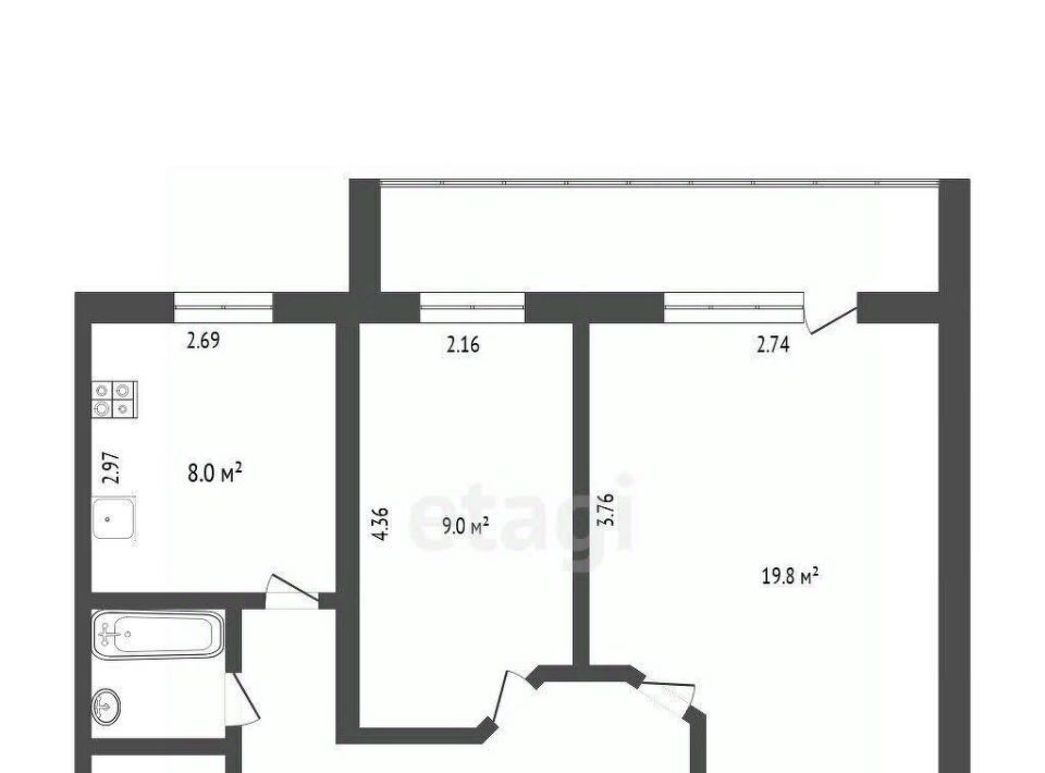 квартира р-н Тюменский п Московский ул Бурлаки 14а фото 3