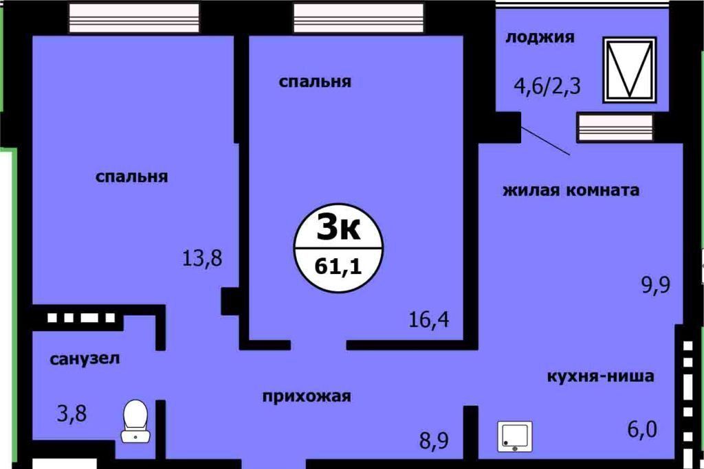 квартира г Красноярск р-н Свердловский ул Лесников 51 фото 2