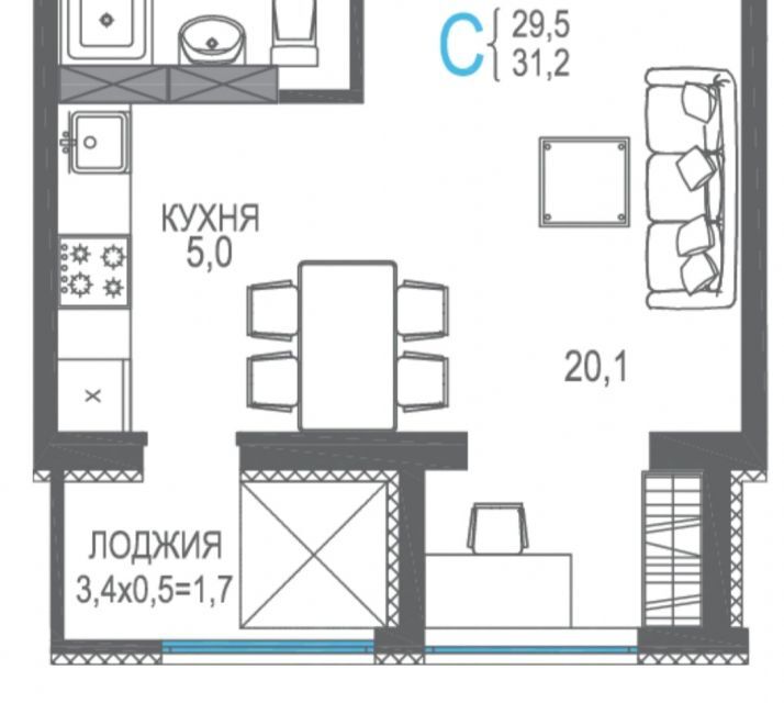 квартира г Евпатория пр-кт им.В.И.Ленина 68/20 городской округ Евпатория фото 2