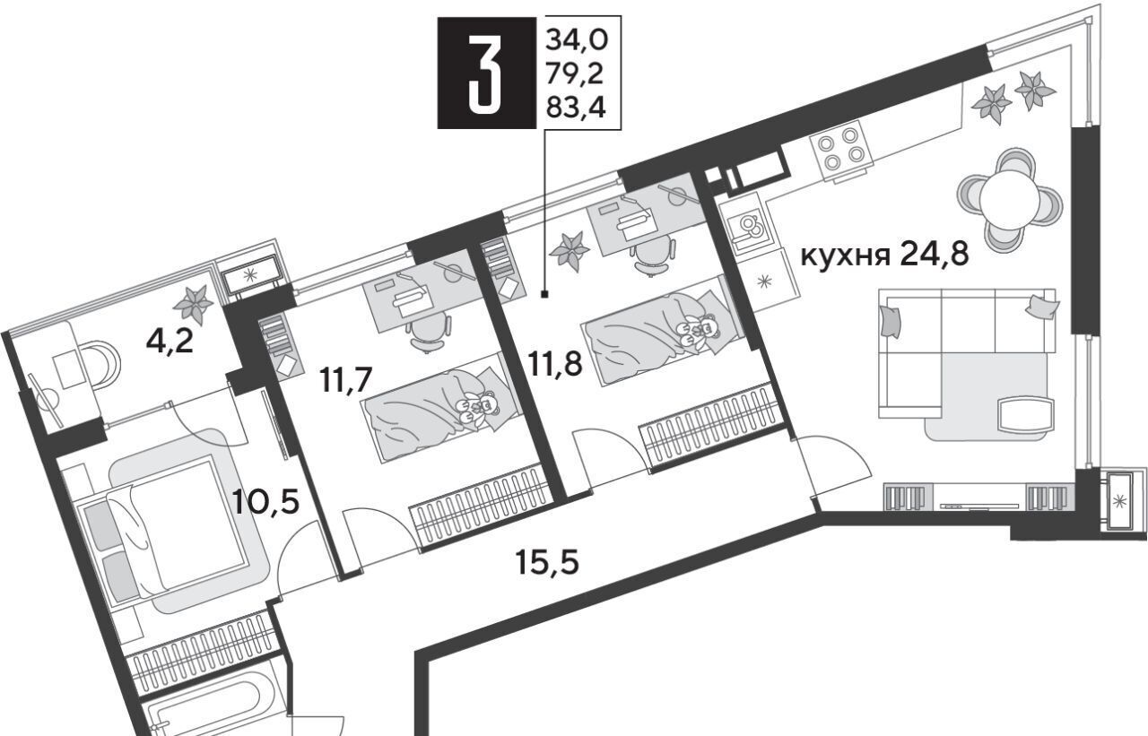 квартира г Краснодар р-н Прикубанский ЖК «Парк Победы» фото 1