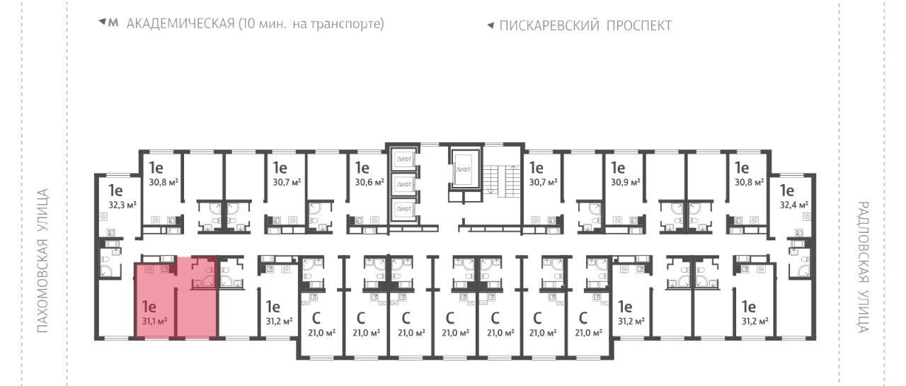 квартира г Санкт-Петербург метро Академическая ул Пахомовская 12к/2 округ Полюстрово фото 2