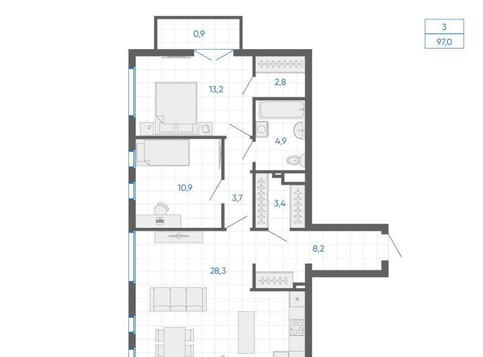 квартира г Екатеринбург Чкаловская 12-й кв-л, 6, Академический мкр фото 3