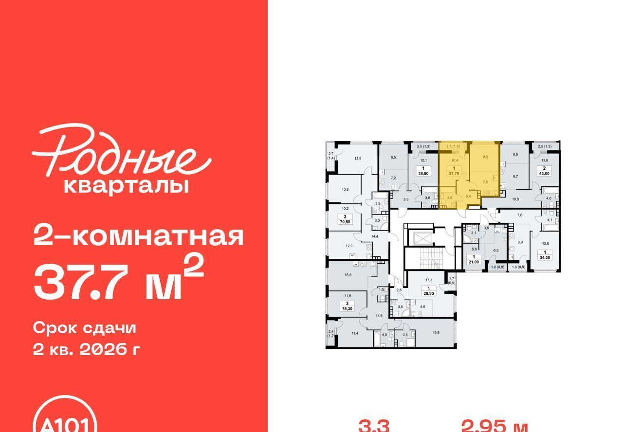 квартира г Щербинка ЖК «Родные кварталы» 3/3 Филатов Луг фото 2