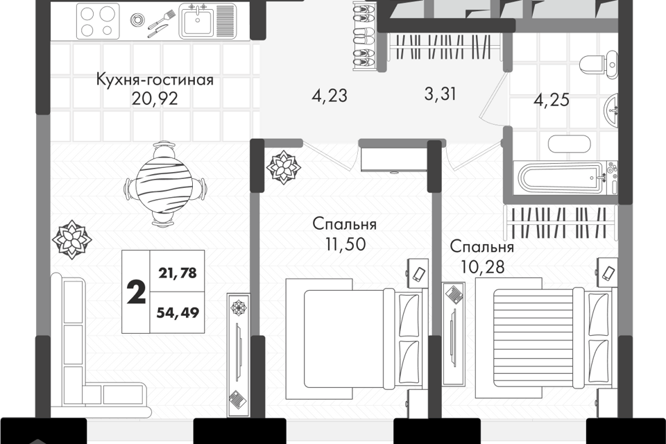 квартира г Краснодар р-н Прикубанский Краснодар городской округ, Генерала Брусилова, лит 1. 3 фото 1