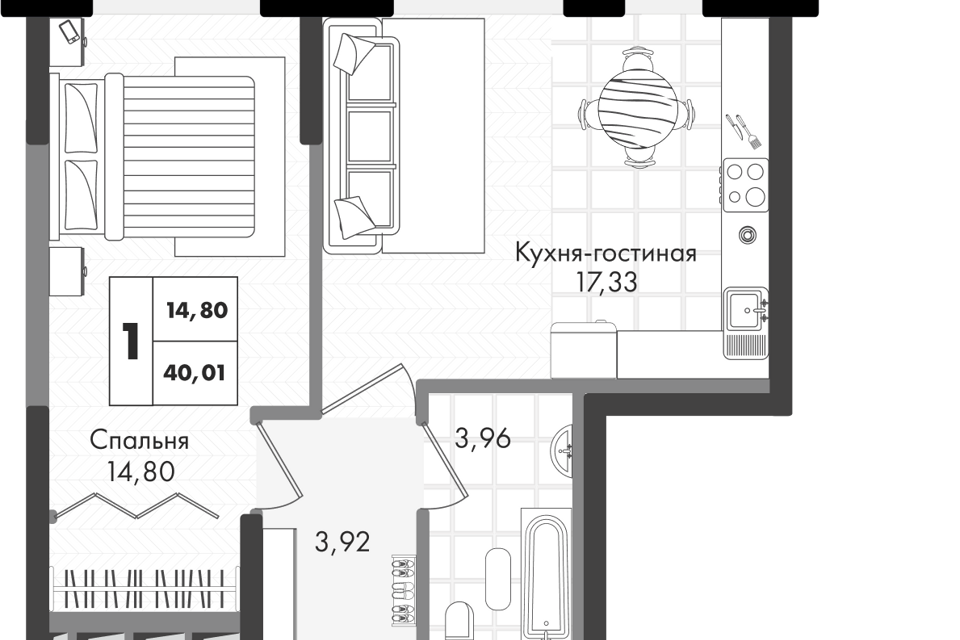 квартира г Краснодар р-н Прикубанский Краснодар городской округ, Генерала Брусилова, лит 1. 3 фото 1