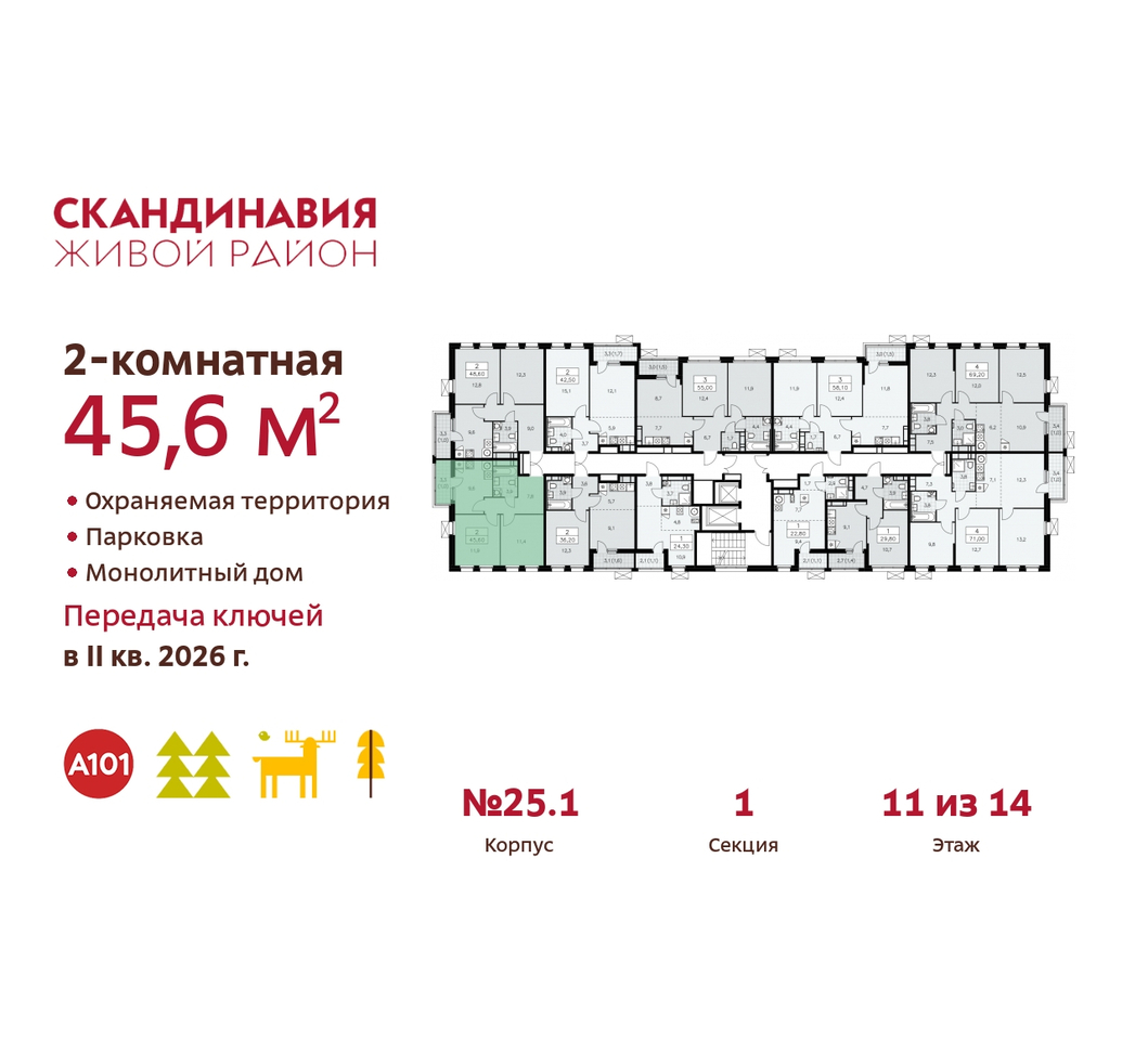 квартира г Москва п Сосенское жилой район «Скандинавия» б-р Скандинавский 25/1 Сосенское, Бутово фото 2