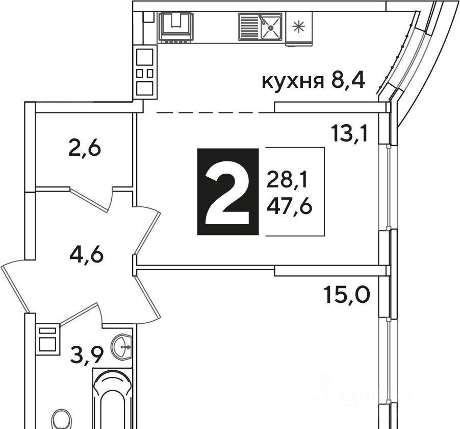 квартира г Краснодар р-н Прикубанский ул им. Ивана Беличенко 92 ЖК «Самолет» фото 1