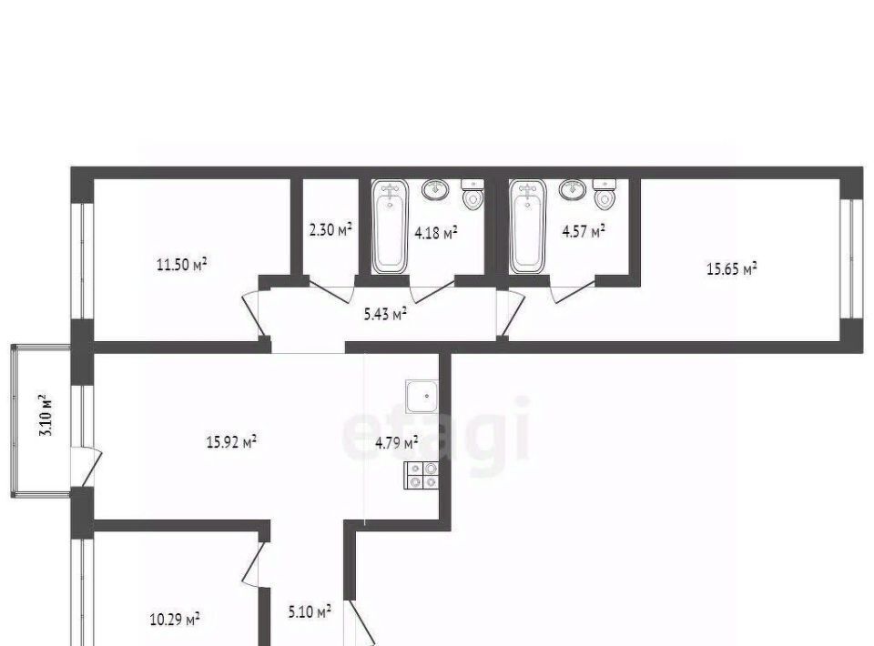 квартира г Тюмень р-н Центральный ул Газовиков 40 фото 2