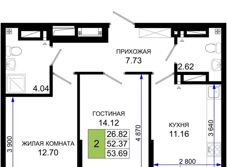 квартира г Ростов-на-Дону р-н Октябрьский пер Элеваторный 6/2а фото 1