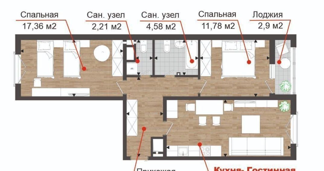 квартира р-н Анапский г Анапа ш Супсехское 39к/7 ЖК «Южный квартал» фото 27