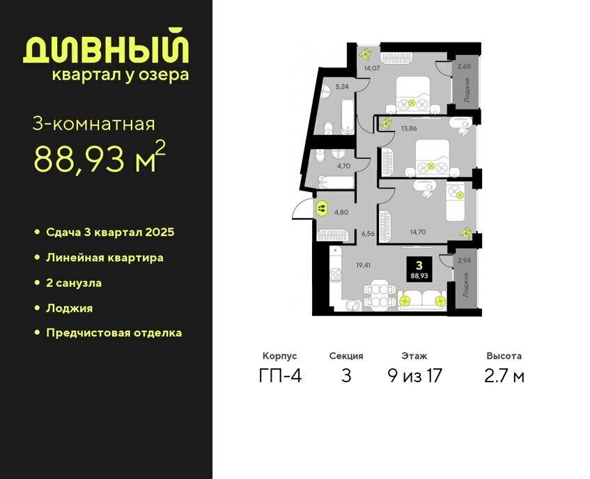 квартира г Тюмень ЖК Дивный Квартал у Озера Центральный административный округ фото 1