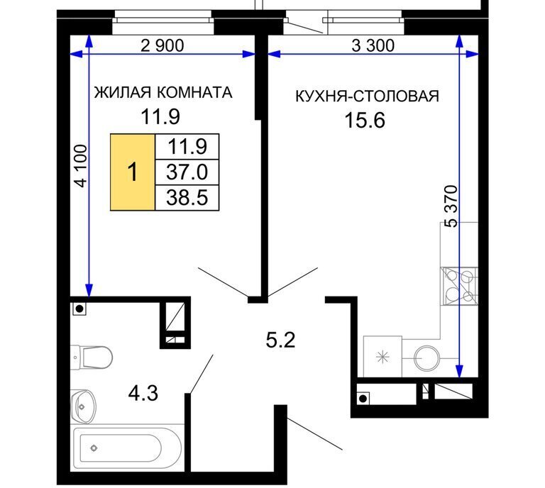 квартира г Краснодар ЖК «Дыхание» фото 1