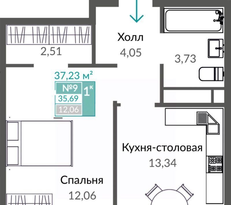 квартира г Симферополь р-н Киевский Крымская Роза ЖК "ШАЛФЕЙ" фото 1