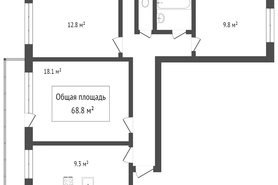 квартира г Томск р-н Ленинский Каштак пр-кт Мира 29 Томский район фото 7