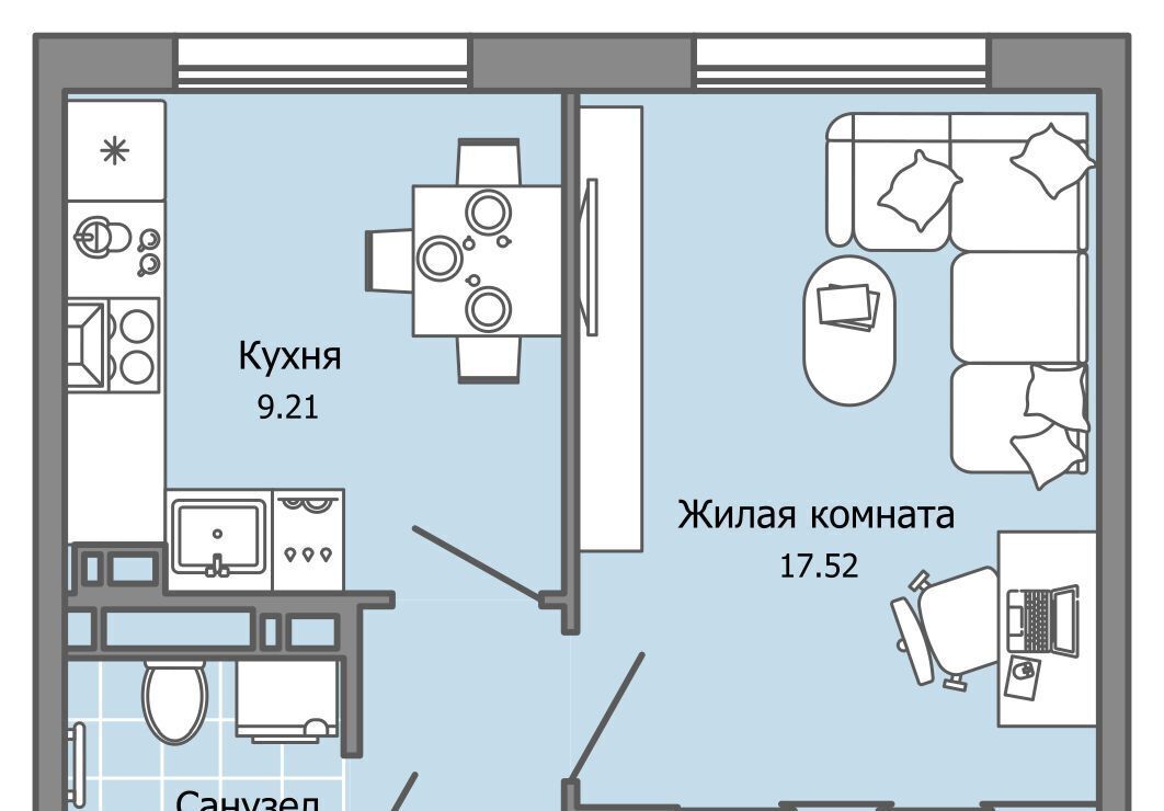 квартира г Ульяновск р-н Засвияжский ЖК «Город новаторов» Город Новаторов жилой комплекс, 2 фото 1