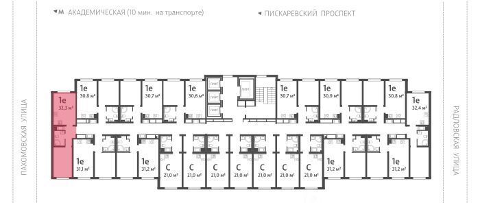 квартира г Санкт-Петербург метро Академическая ул Пахомовская 12к/2 ЖК «Ручьи» округ Полюстрово фото 2