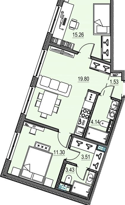 квартира г Санкт-Петербург метро Приморская р-н Василеостровский жилой комплекс Морская Набережная фото 1