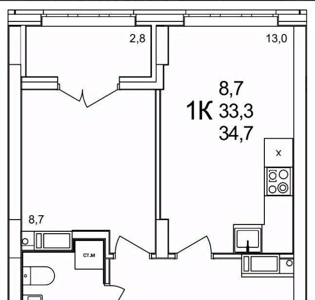 квартира г Нижний Новгород Горьковская ЖК КМ Анкудиновский Парк 47 д. Анкудиновка фото 1