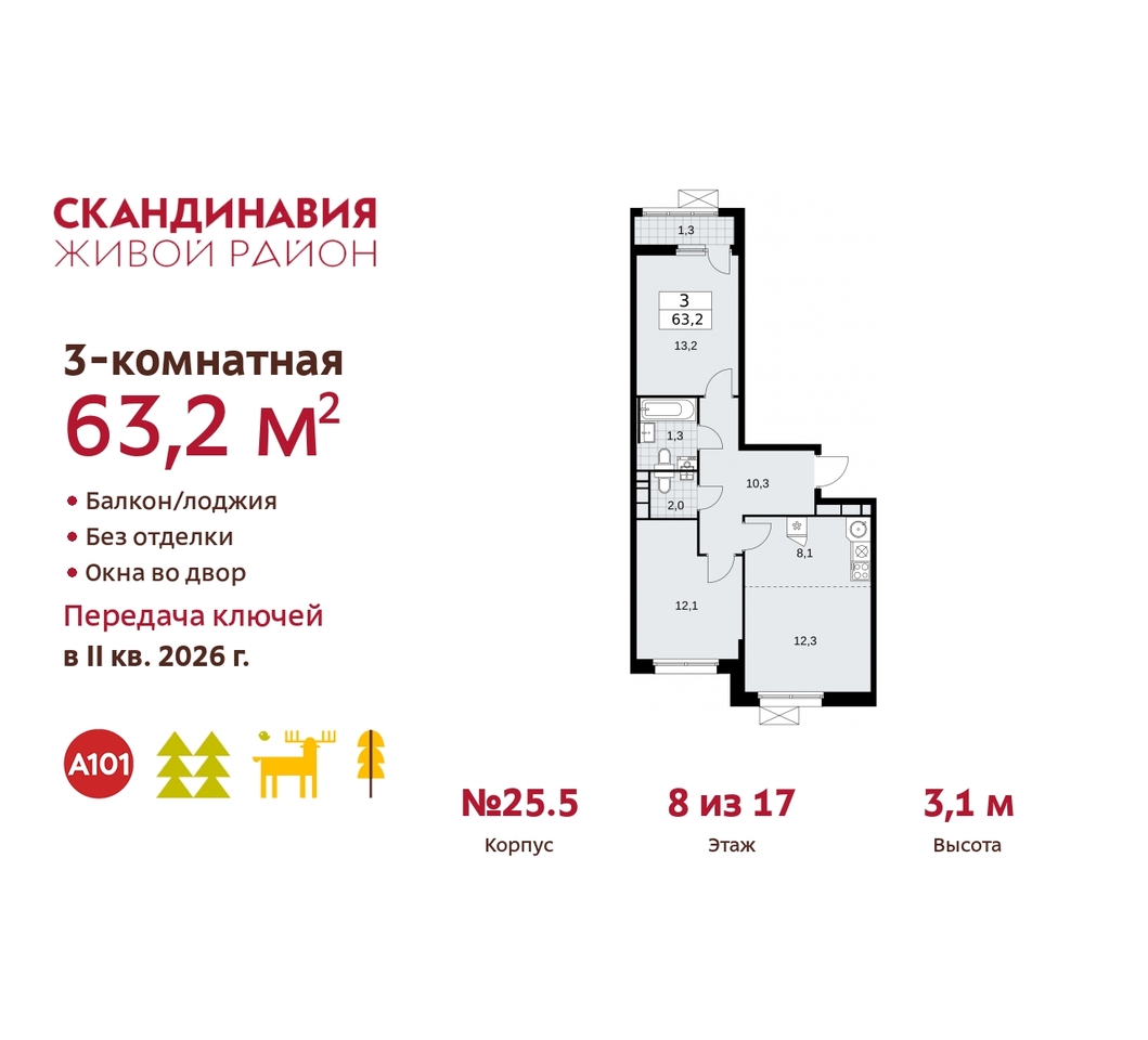 квартира г Москва п Сосенское жилой район «Скандинавия» б-р Скандинавский 25/5 Сосенское, Бутово фото 1