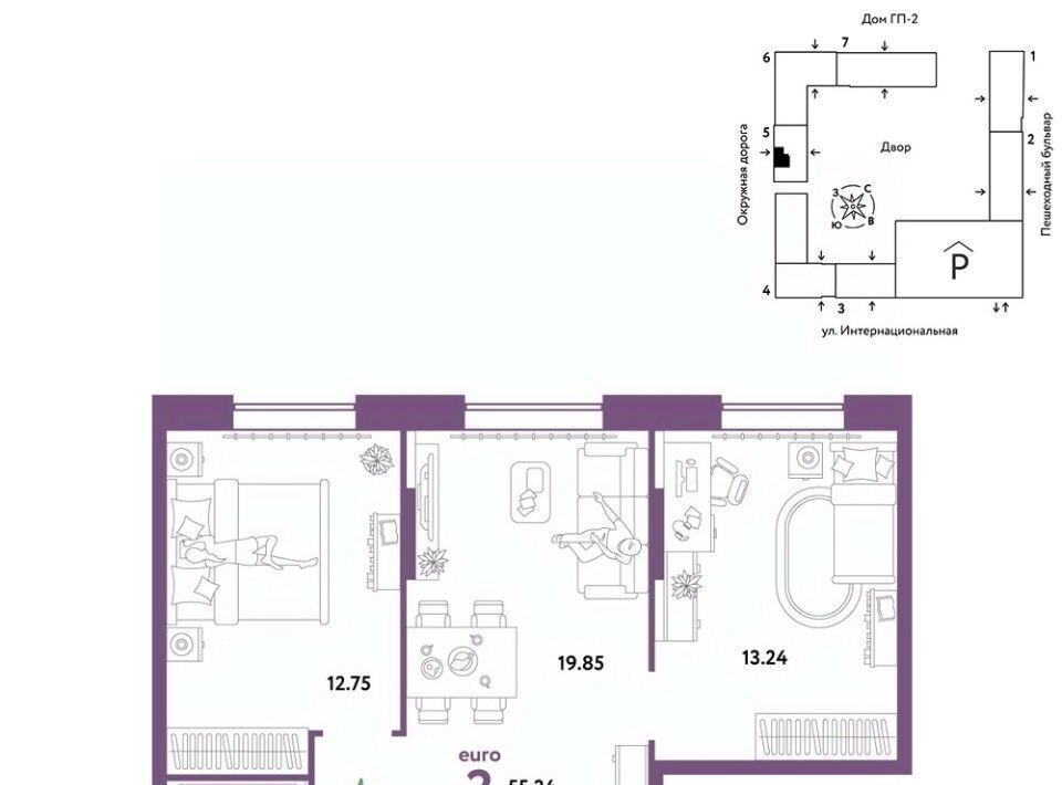 квартира г Тюмень р-н Калининский ул Интернациональная 199к/9 фото 1