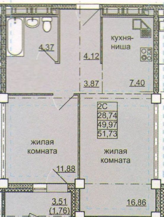 квартира г Волгоград р-н Дзержинский район Семь Ветров б-р 30-летия Победы 11г фото 33