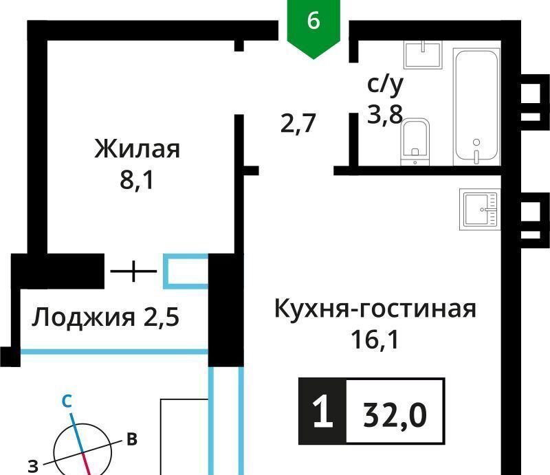 квартира городской округ Красногорск п Светлые Горы поз. 6 фото 1