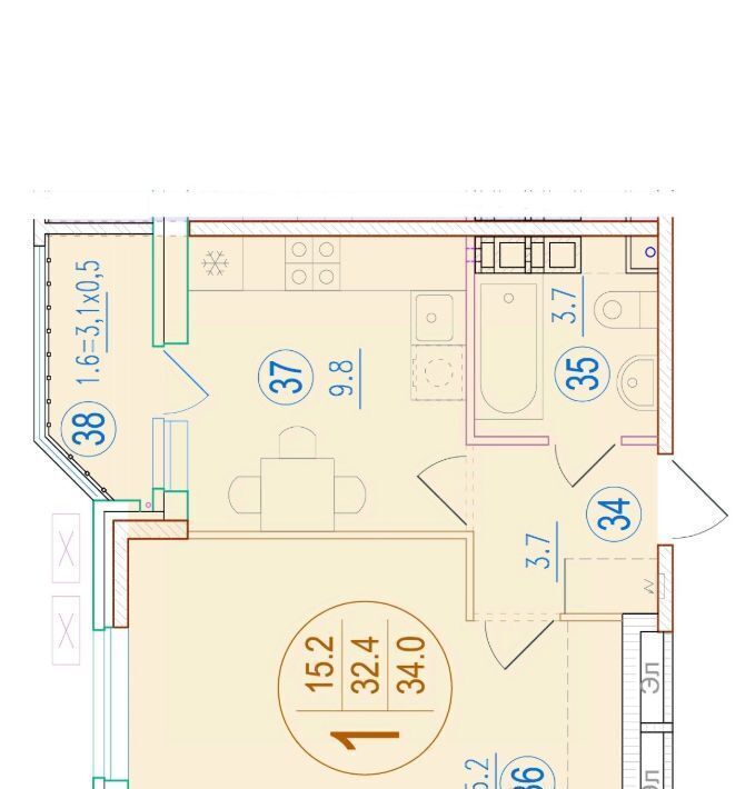 квартира г Краснодар р-н Прикубанский ул им. генерала Корнилова 18к/1 фото 1