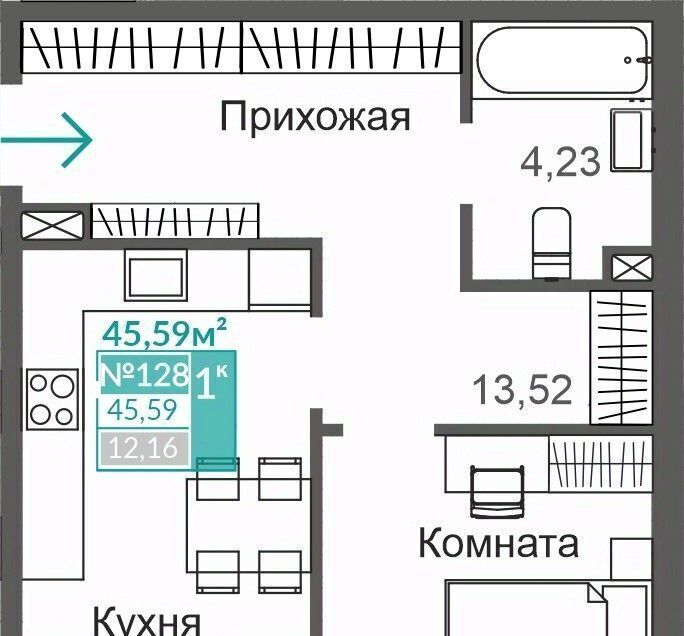 квартира г Симферополь р-н Киевский Крымская Роза ЖК "АБРИКОС" фото 1
