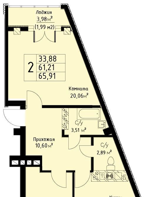 квартира г Калининград р-н Московский ул Аллея смелых 204к/1 фото 1