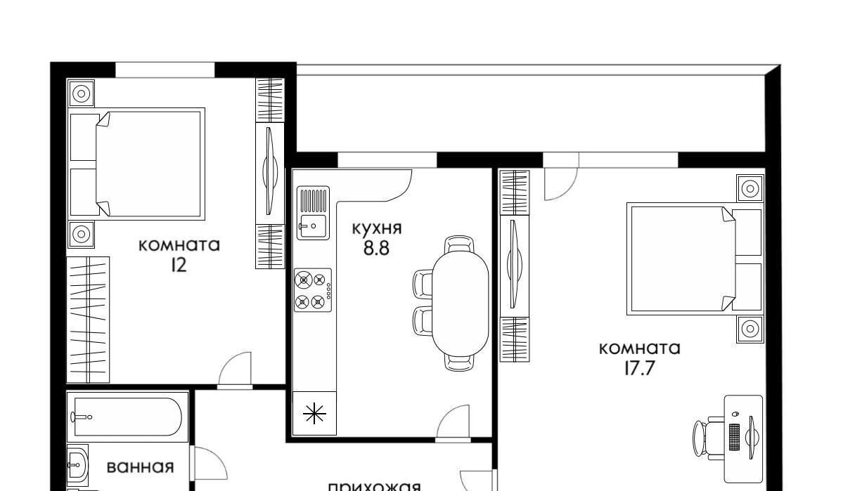 квартира г Краснодар р-н Центральный ул им. Вишняковой 53 Черемушки мкр фото 7