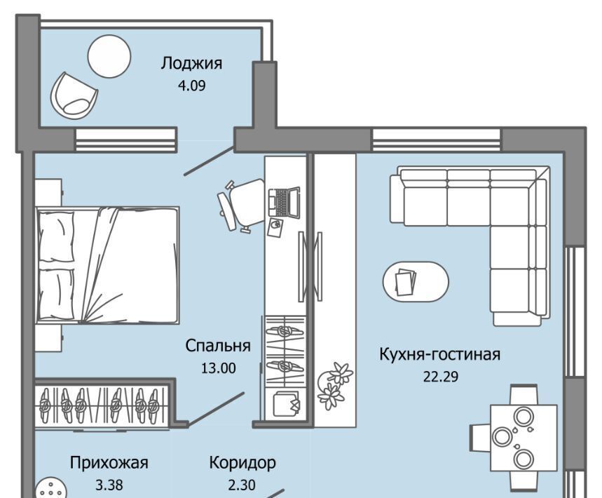 квартира г Ульяновск р-н Засвияжский Город Новаторов жилой комплекс, 2 фото 1