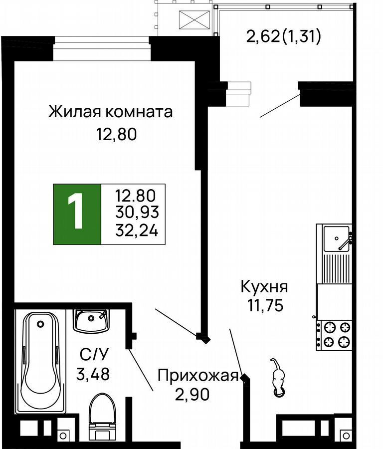 квартира г Майкоп пер Авиационный 1 ЖК «Долина» фото 13