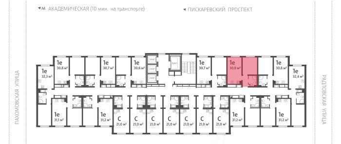 квартира г Санкт-Петербург метро Академическая ул Пахомовская 12к/2 округ Полюстрово фото 2