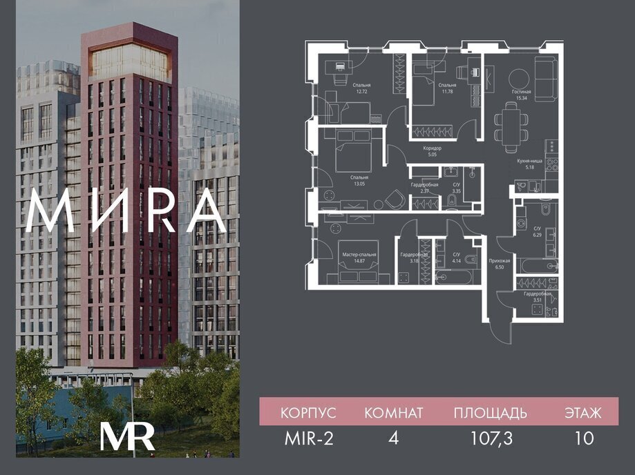 квартира г Москва метро ВДНХ пр-кт Мира 186ас/1 ЖК «Мира» муниципальный округ Алексеевский фото 1