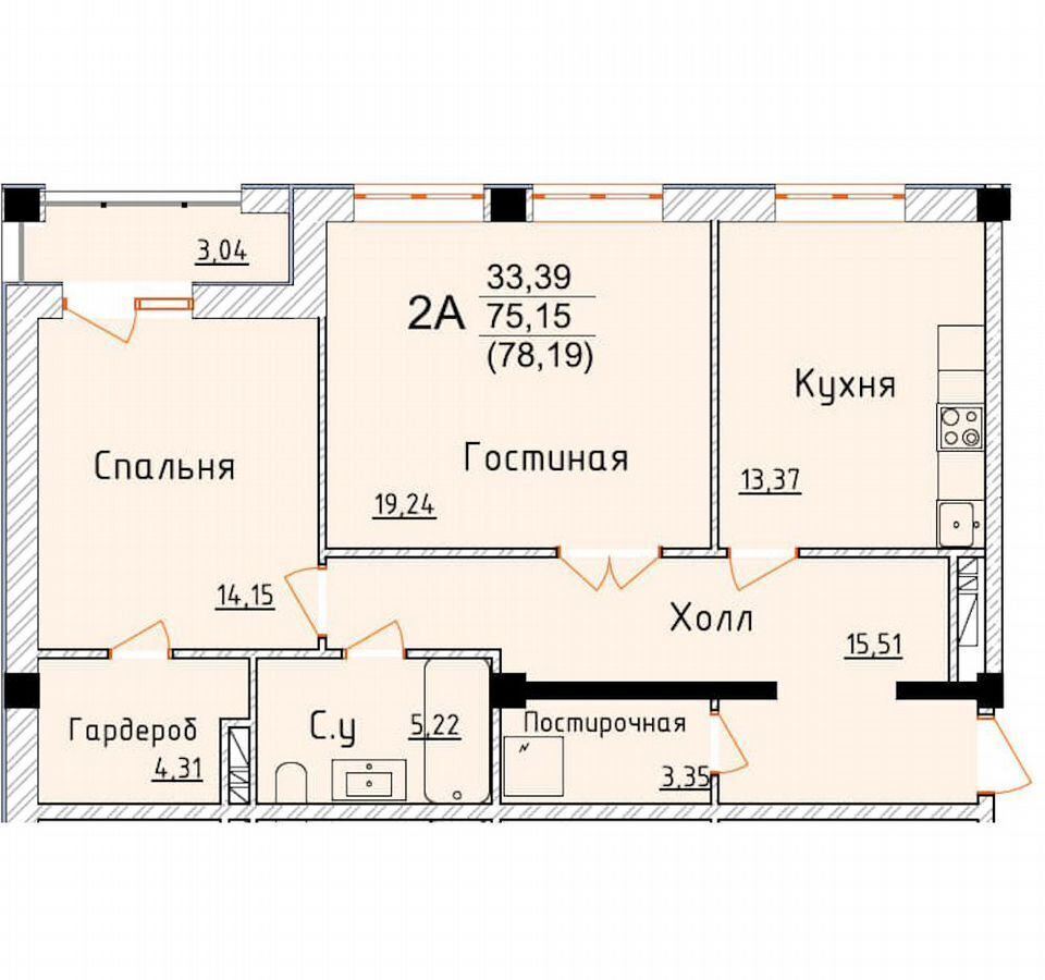 квартира г Дербент ул Графа Воронцова 78 ЖК «Аль-Бейт Парк» блок-секции А-6 фото 1