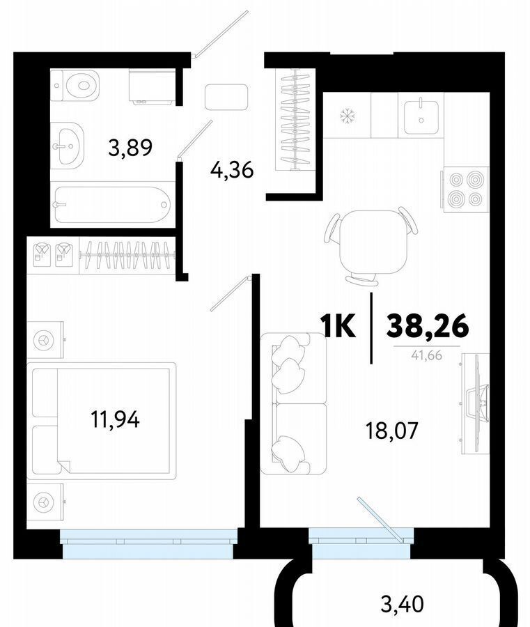 квартира г Тюмень р-н Калининский ул Василия Малкова 32 фото 1