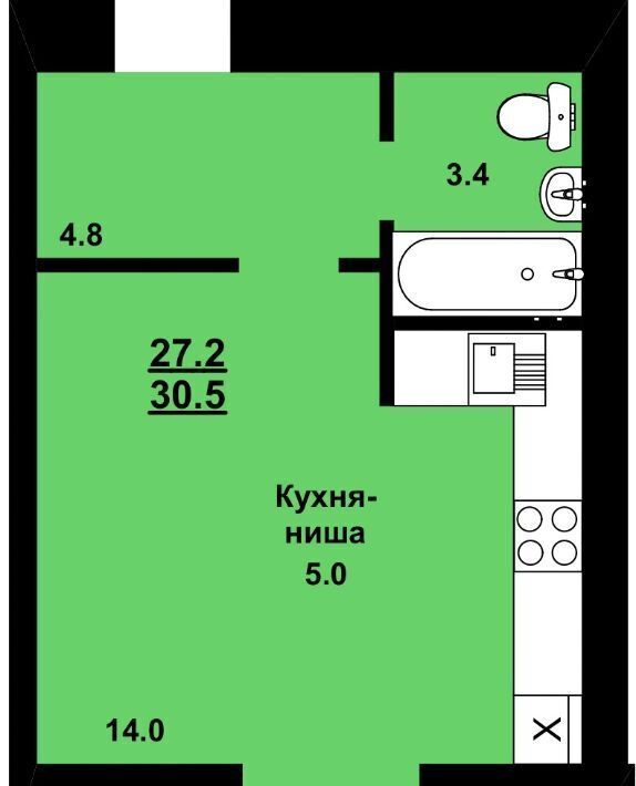 квартира р-н Благовещенский с Чигири ул Василенко 7/2 фото 1