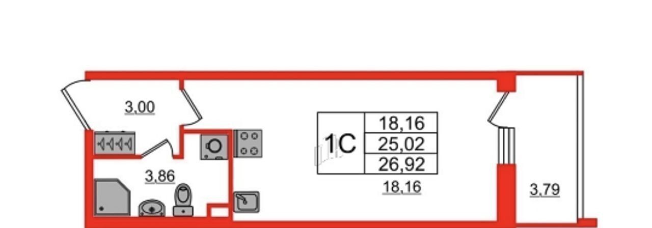 квартира г Санкт-Петербург метро Проспект Ветеранов пр-кт Будённого 23к/4 округ Сосновая Поляна фото 14